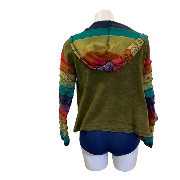 Rising International Rainbow Accented Embroidered Painted Hoodie - Picture 2 of 4